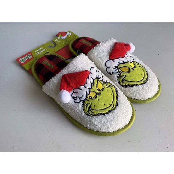 Dr. Seuss How The Grinch Stole Christmas Holiday Slippers Women’s Sz M 7/8 NEW - Picture 8 of 15